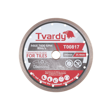 Continuous rim diamond blade 200x10x25.4/22.23mm