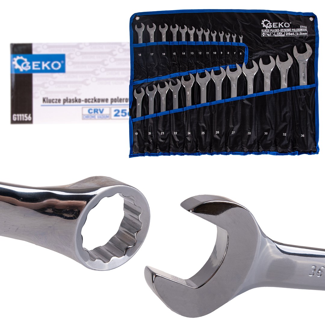 Combination Spanner, elliptical 6-36mm 25pcs set