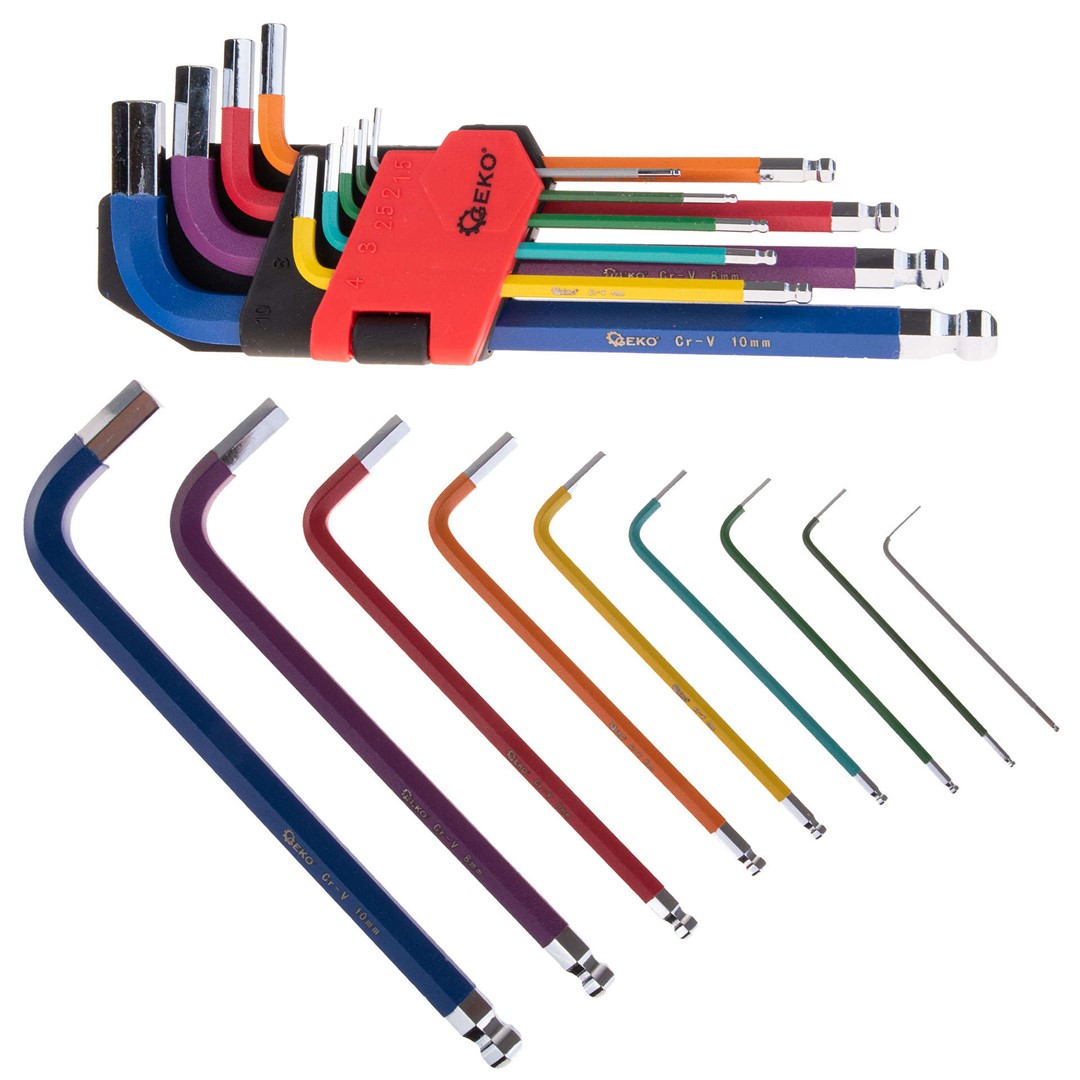 9pcs Color Ball Point Hex Key Set CrV material