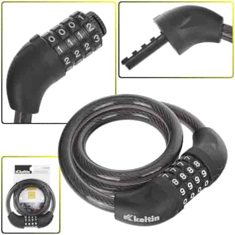 Bicycle cable lock with 4-digit combination 12x800mm