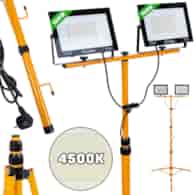 LED floodlight 2x100W with a telescopic construction tripod – neutral white color 4500K