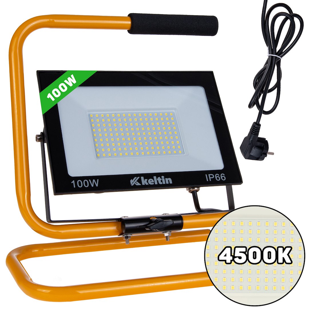 100W LED reflektor s konštrukčným stojanom a káblom – neutrálna biela farba 4500K (10)