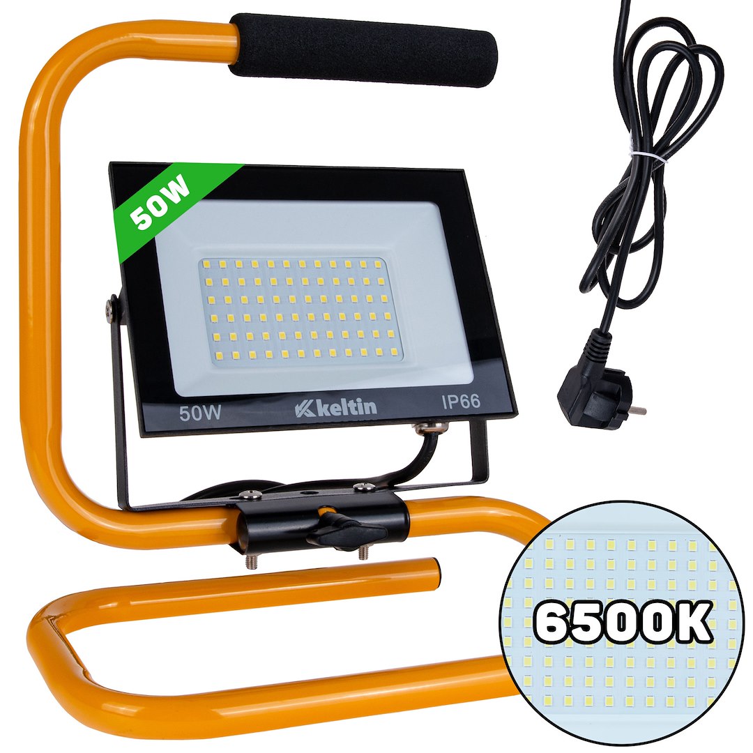 50W LED reflektor s konštrukčným stojanom a káblom – studená biela farba 6500K (10)