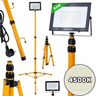 LED floodlight 50W with a telescopic construction tripod – neutral white color 4500K