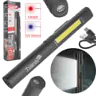 Lampa warsztatowa inspekcyjna z magnesem LED COB 5W + 3W UV laser 800mAh 400lm IP44 (100)
