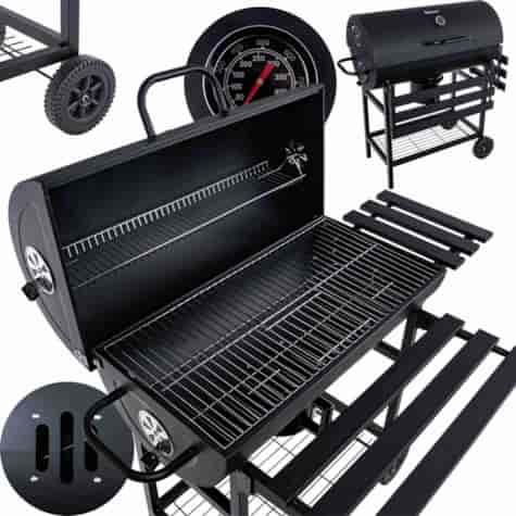 Grill węglowy typu beczka z pokrywą – ruszt 71x35cm (1)