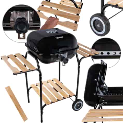 Charcoal grill with adjustable grate 40x40cm