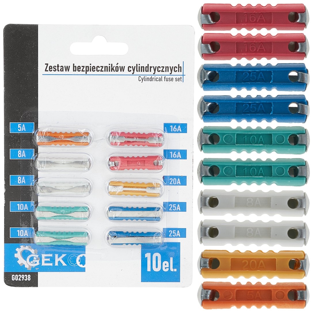 Cylindrical fuse set 10 pcs