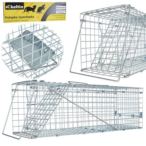 Foldable live trap for martens, weasels and rats 60x21x18cm