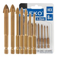 Kpl. wierteł do szkła i ceramiki 8el. HEX 3-12mm (120)