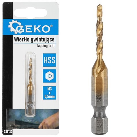 HSS M3 x 0.5mm tapping drill with HEX mount