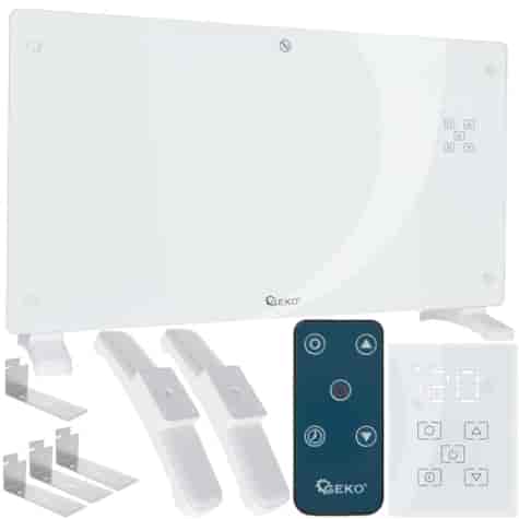 Glass convector heater with LCD, remote control and WiFi 2500W (white)