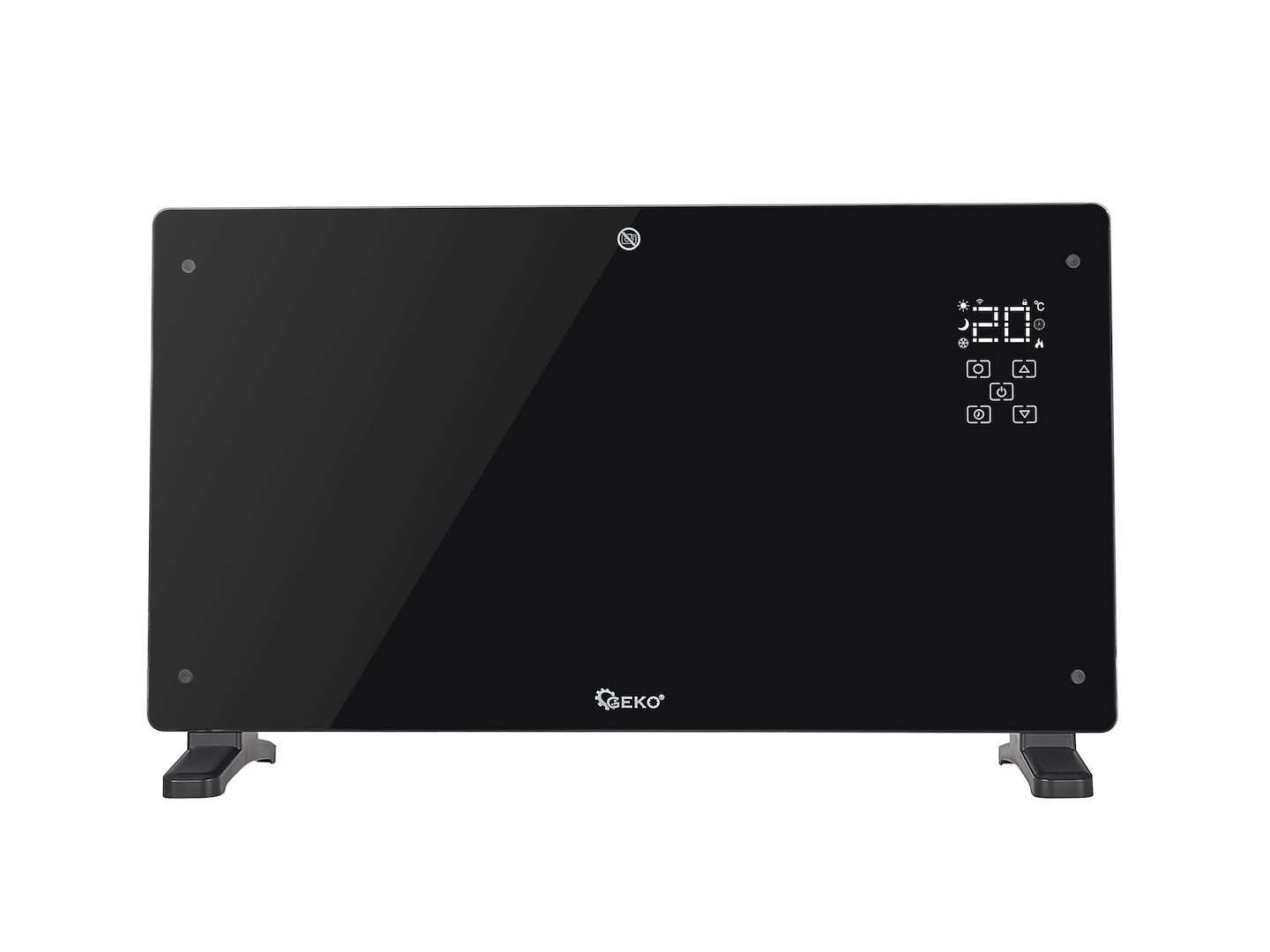 Grzejnik konwektorowy szklany czarny z LCD, pilotem sterowania i WiFi 2500W (1) 2