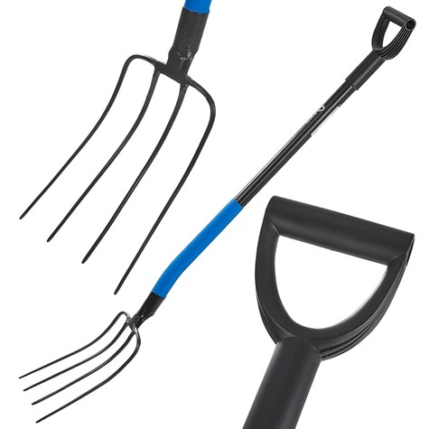 4-tine digging fork with 135cm steel d-handle