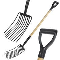 9-tine digging fork with 135cm wood d-handle