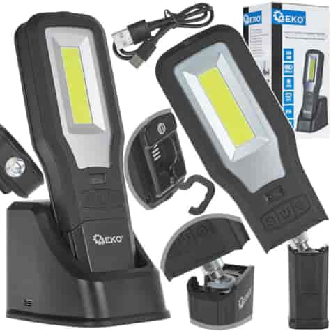Lampa warsztatowa POWERBANK z magnesem i regulacją + stacja ładująca LED COB 10W + 5W 2000mAh 550lm IP54 (10/20)