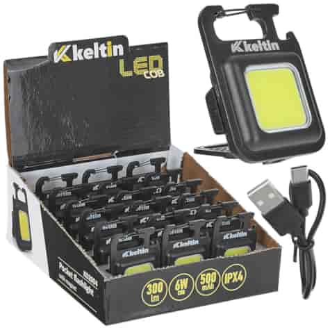 Mini pocket flashlight with a magnet LED COB 6W 500mAh 300lm IPX4 – display box
