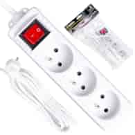 White extension cord with switch 3 sockets 5m