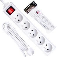 White extension cord with switch 5 sockets 3m