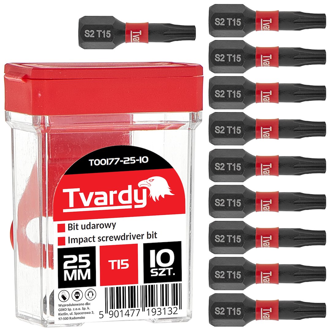Trieciena skrūvgrieža uzgalis T15 25mm S2 – kastīte
