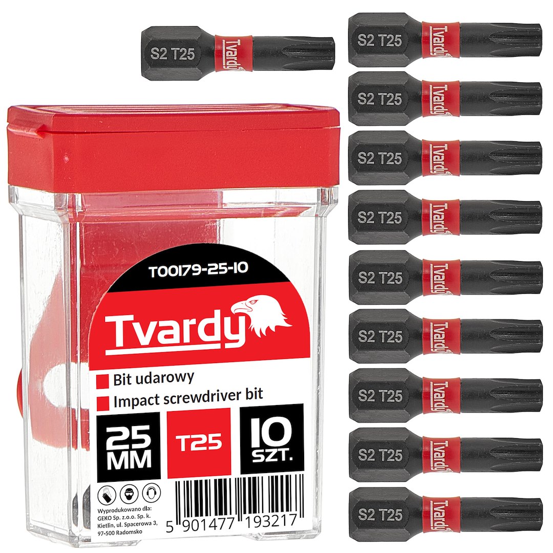 Trieciena skrūvgrieža uzgalis T25 25mm S2 – kastīte