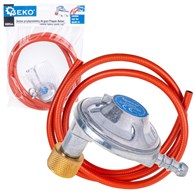 Propane butane gas connection set – angled regulator, hose clamps and 2m hose