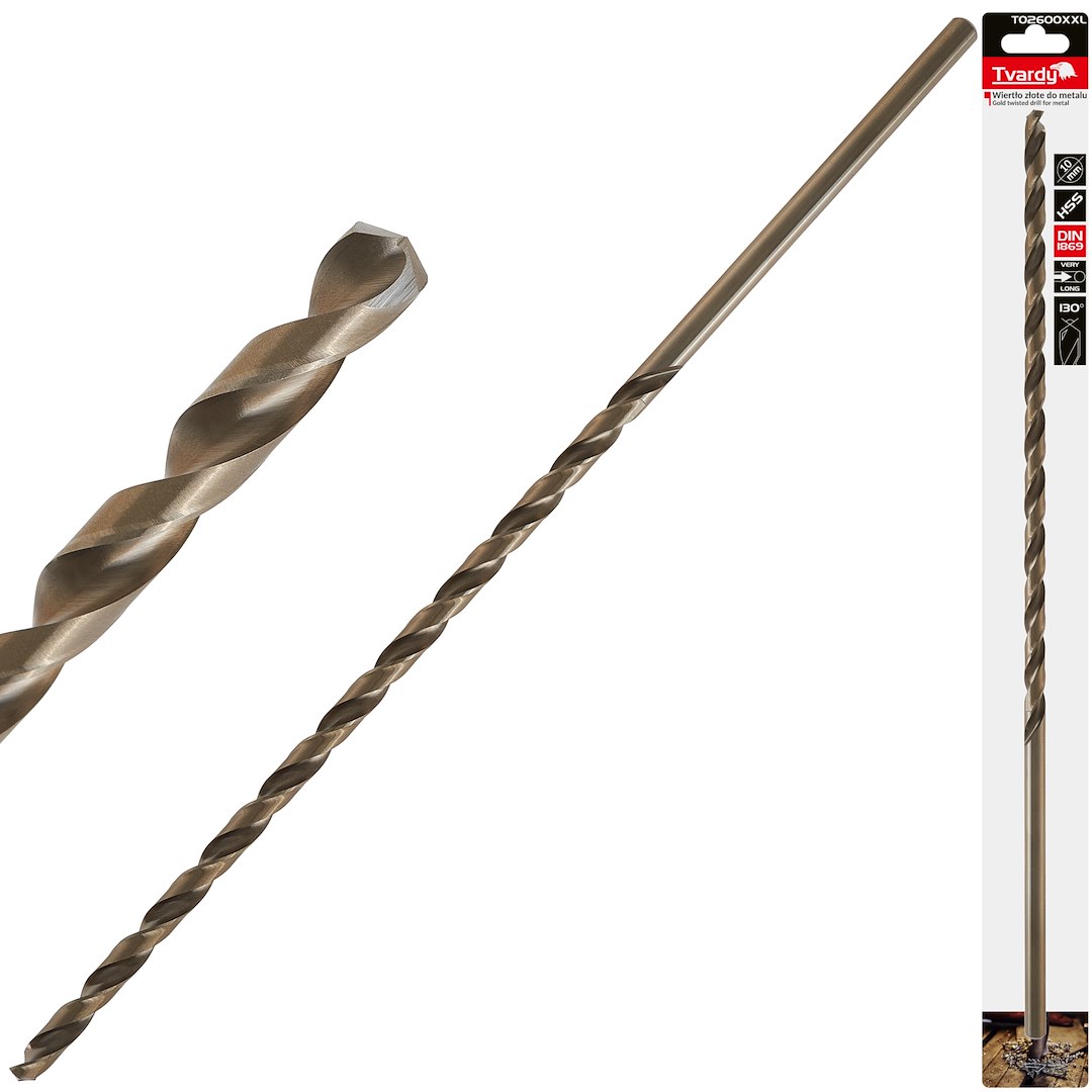 Long HSS DIN1869 10.0 x 430mm gold metal twist drill bit