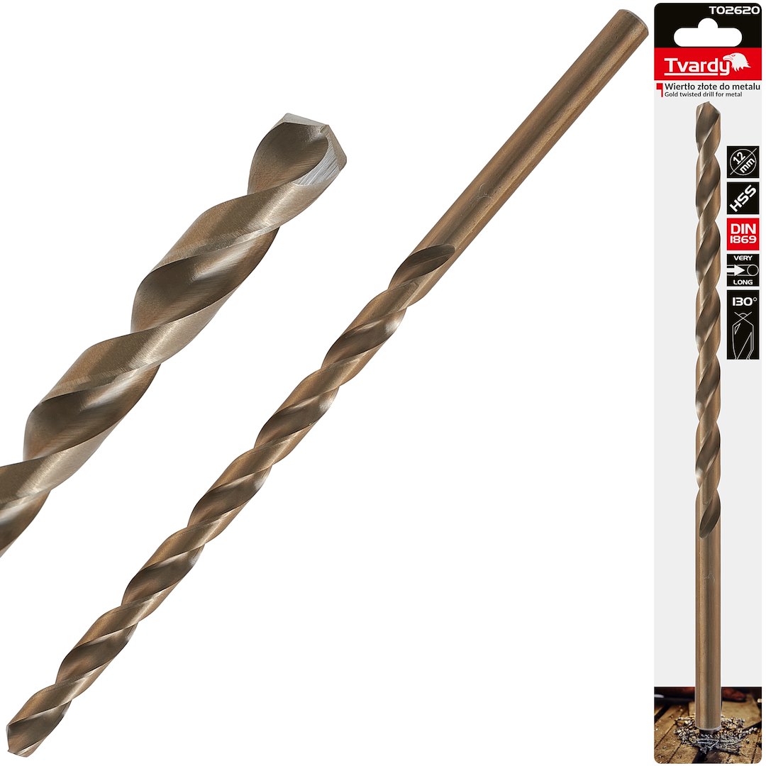 Long HSS DIN1869 12.0 x 295mm gold metal twist drill bit