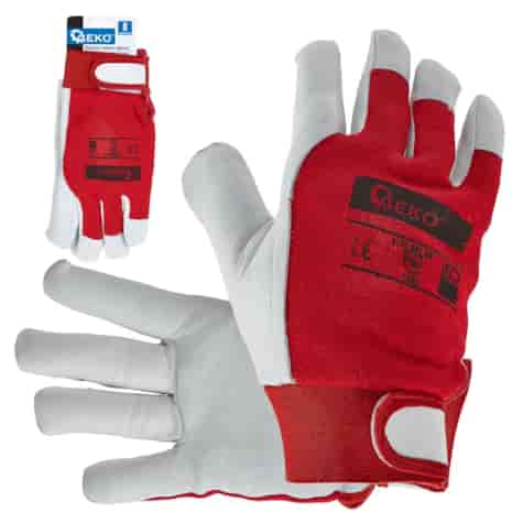 Goat leather winter gloves, elastic cotton back, velcro cuff s.8