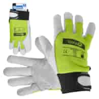 Goat leather yellow gloves, elastic cotton back, velcro cuff s.9