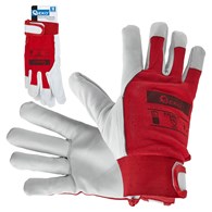 Goat leather red gloves, elastic cotton back, velcro cuff s.10
