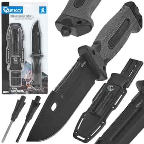 Nóż taktyczny 275/135mm z kaburą BLACK SURVIVAL SERIES (6/24)