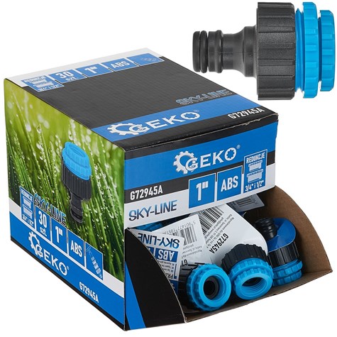 Przyłącze na kran 1  z redukcjami 3/4  i 1/2  SKY-LINE – kartonik wystawowy (30/240)