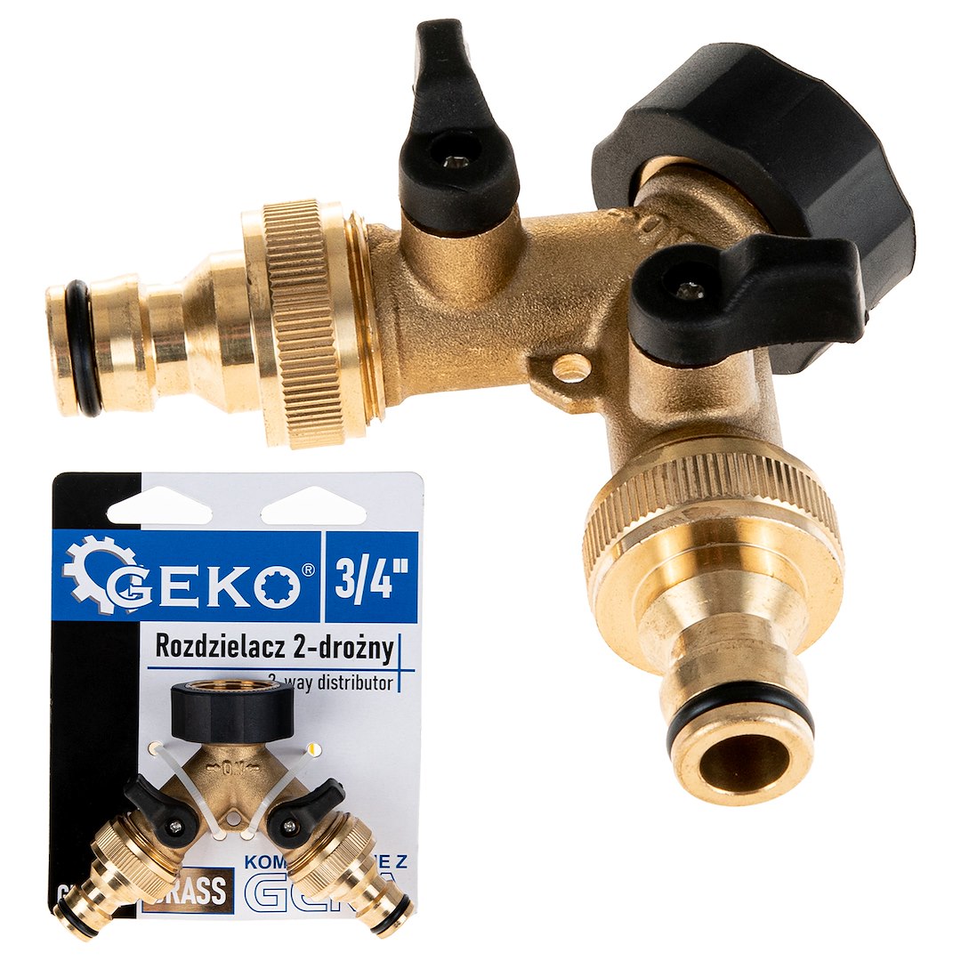 2-way distributor 3/4" with independent valves 3/4" and quick connectors