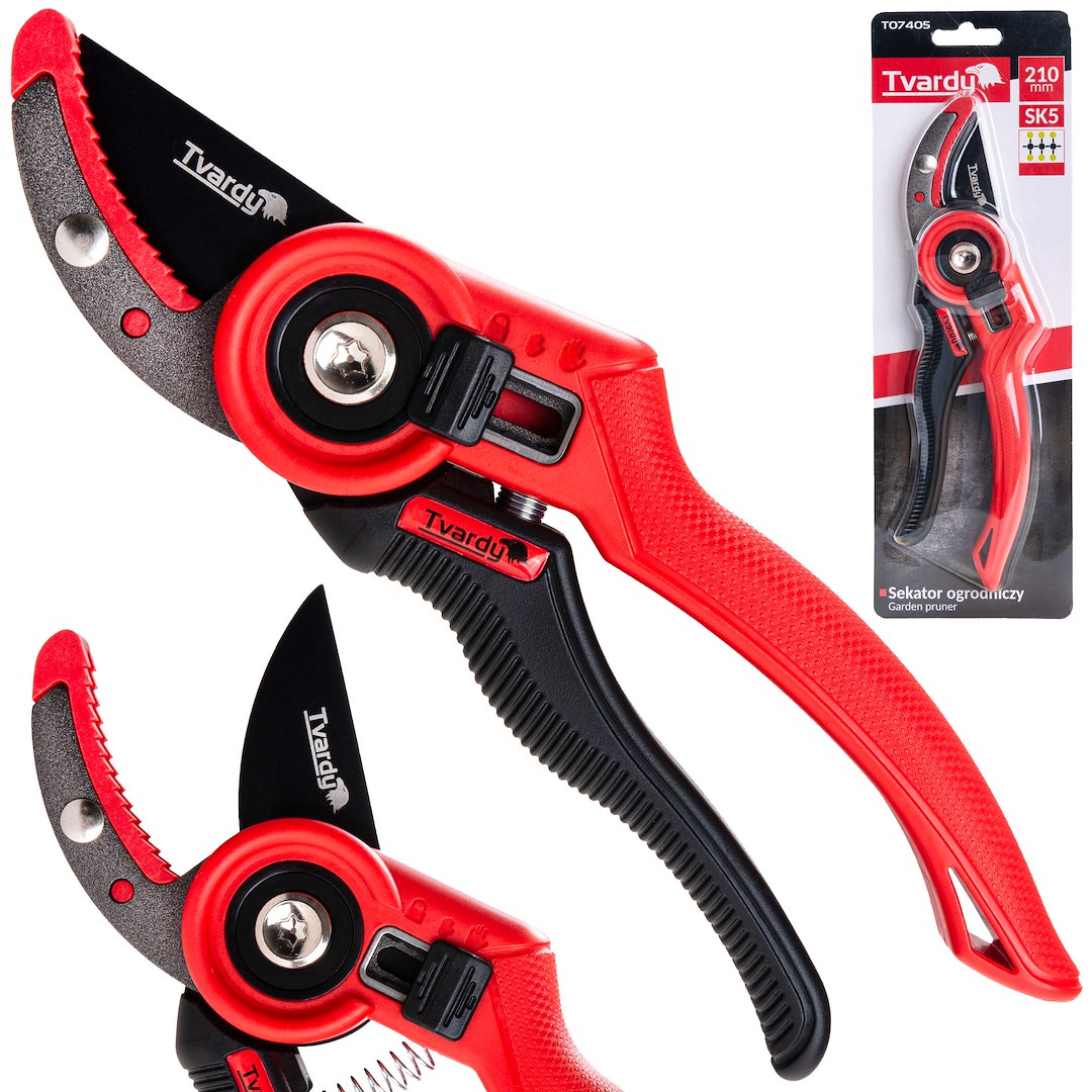 Garden pruner with anvil blade 210mm SK5 PTFE