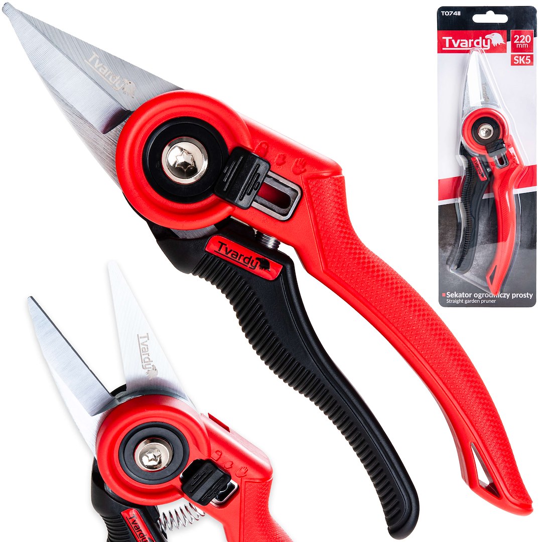 Straight garden pruner with bypass blade 220mm SK5