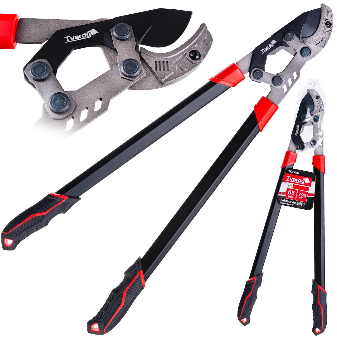 Branch pruner with ratchet and anvil blade 790mm 65Mn PTFE