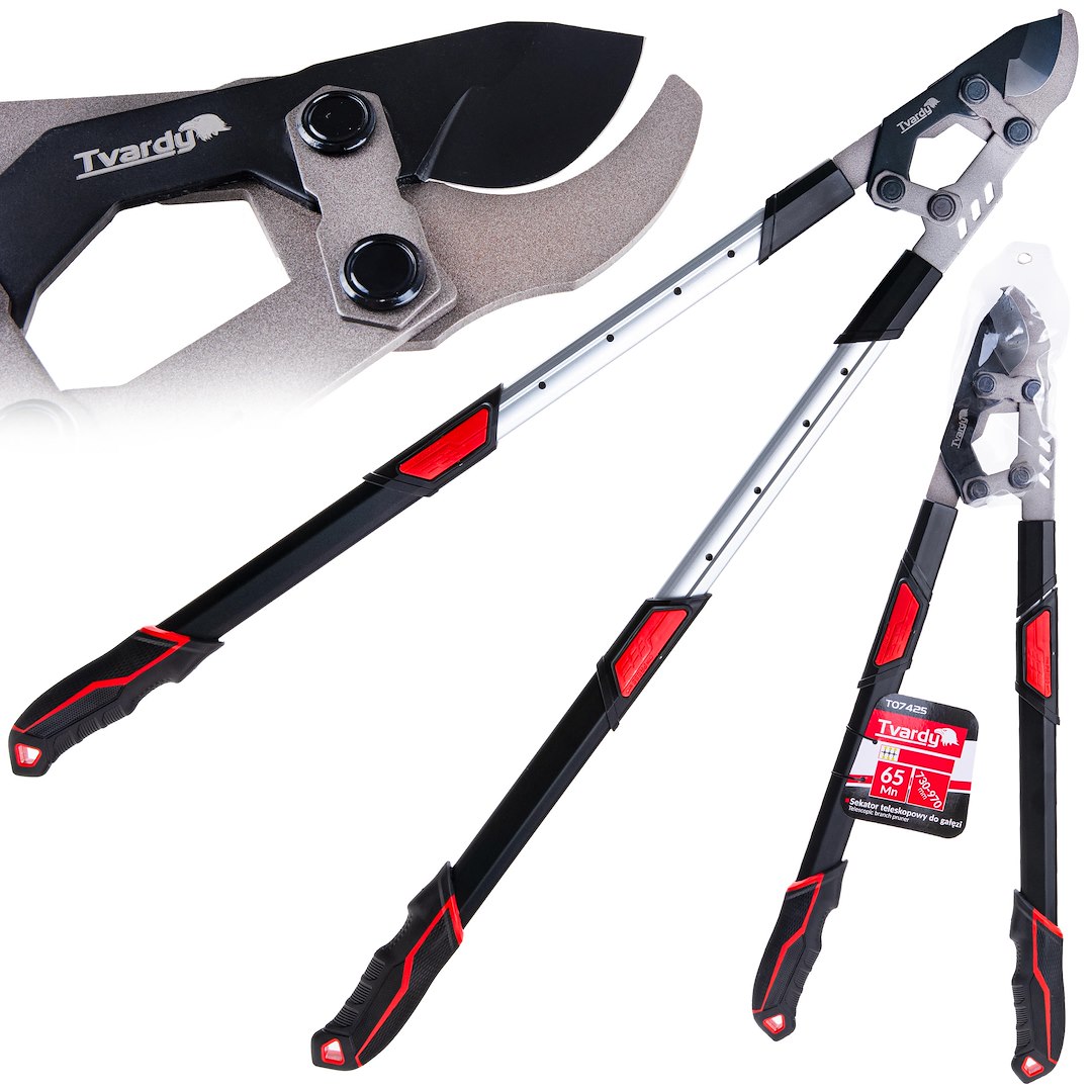 Sekator teleskopowy do gałęzi z przekładnią i ostrzem mijającym 730-970mm 65Mn PTFE (6/12)