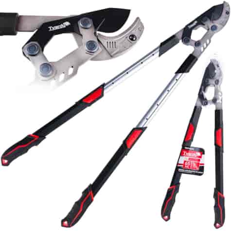Telescopic branch pruner with ratchet and anvil blade 730-970mm 65Mn PTFE