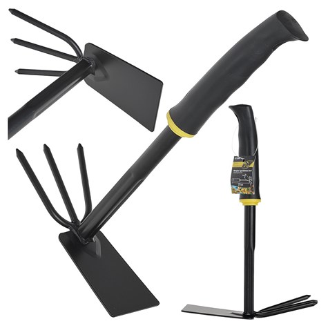 Double-sided gardening hoe with claws