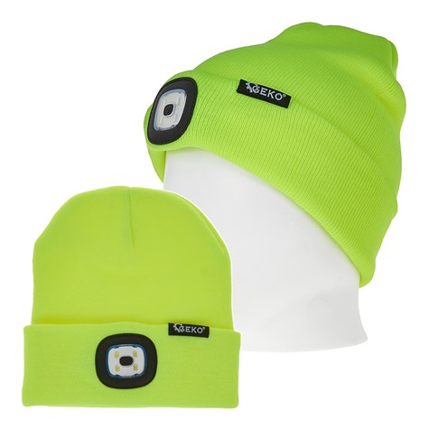 Rechargeable LED head light winter hat (yellow)