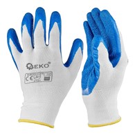 Polyester protective work gloves s. 8 /latex white&blue/