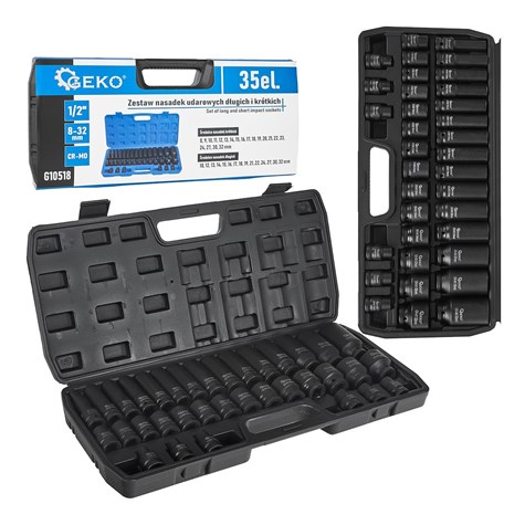 Zestaw nasadek udarowych długich i krótkich 1/2  8-32mm 35szt.(5)