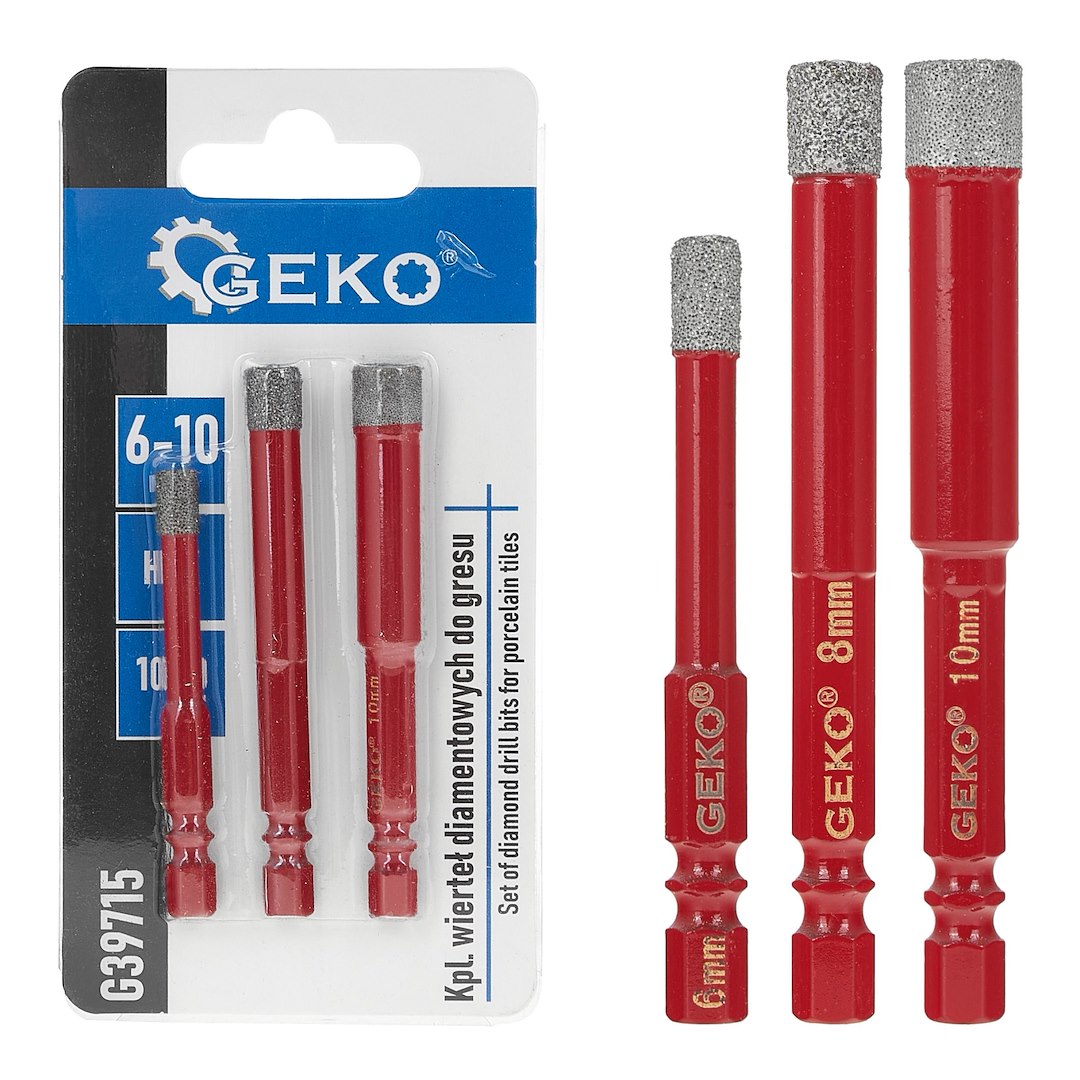3pcs set of diamond drills for tiles 6-10mm HEX