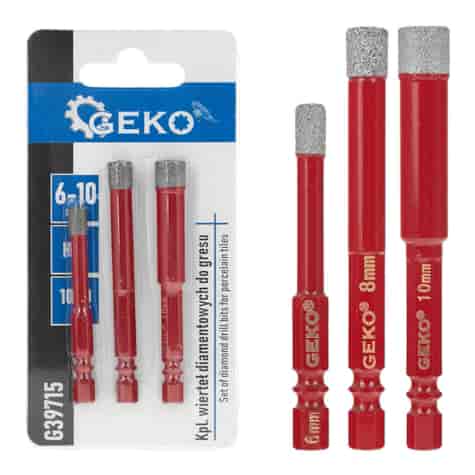 3pcs set of diamond drills for tiles 6-10mm HEX