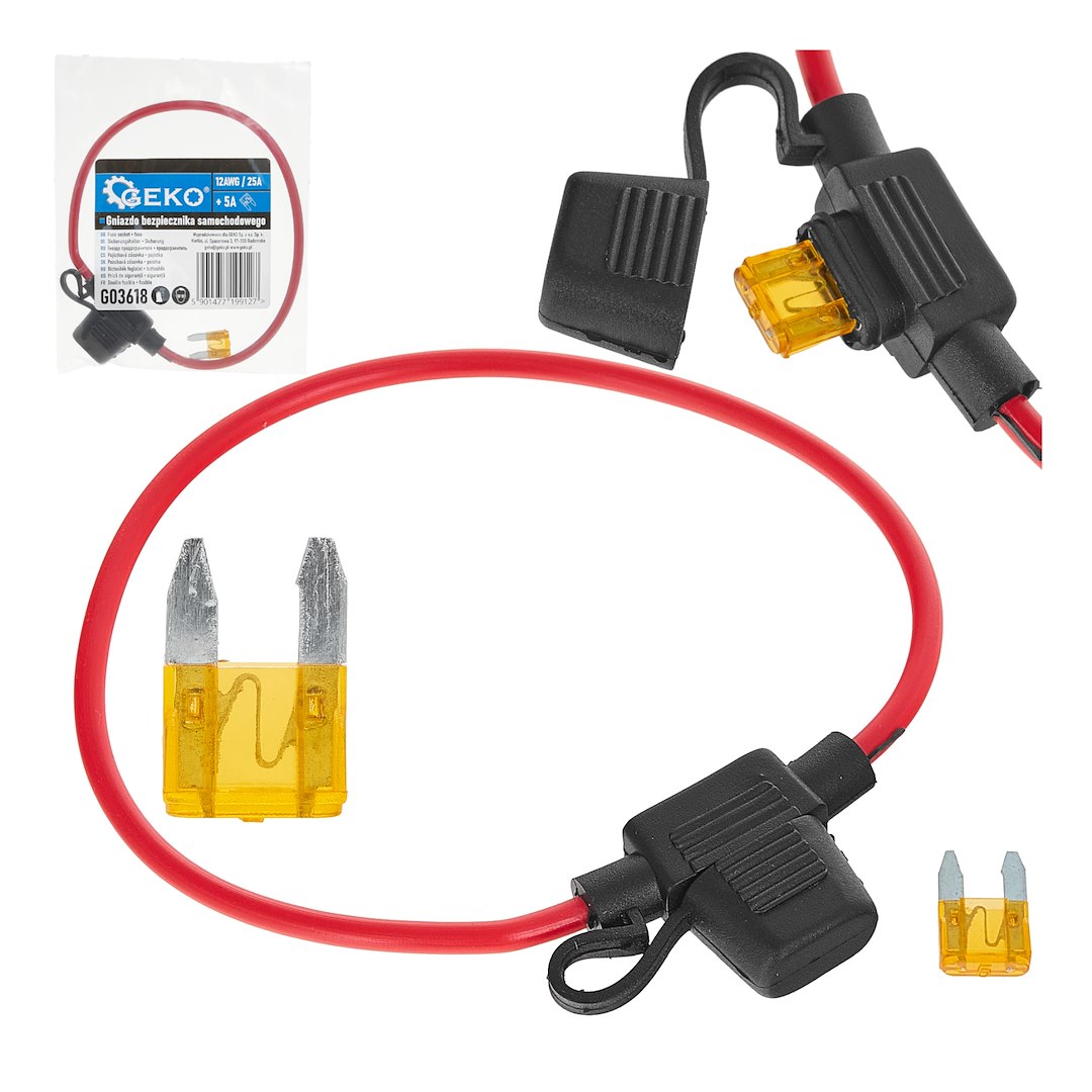 Gniazdo bezpiecznika samochodowego 19mm 25A + bezpiecznik 5A (200)
