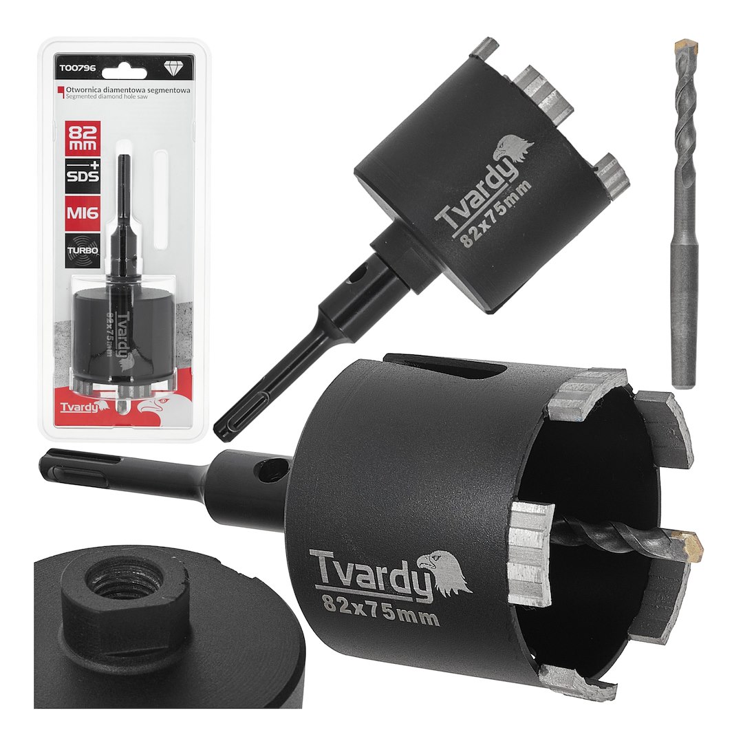 Otwornica diamentowa segmentowa turbo 82mm SDS Plus M16 (20)
