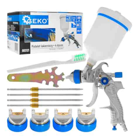 Spray gun HVLP 600ml + 4 nozzles (1.4-1.7-2.0-2.5)