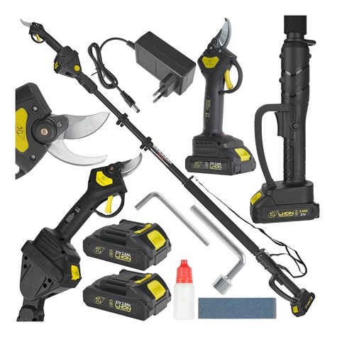 21V cordless pruning shears 30mm 2x2.0Ah with telescopic rod 1.65-2.50m