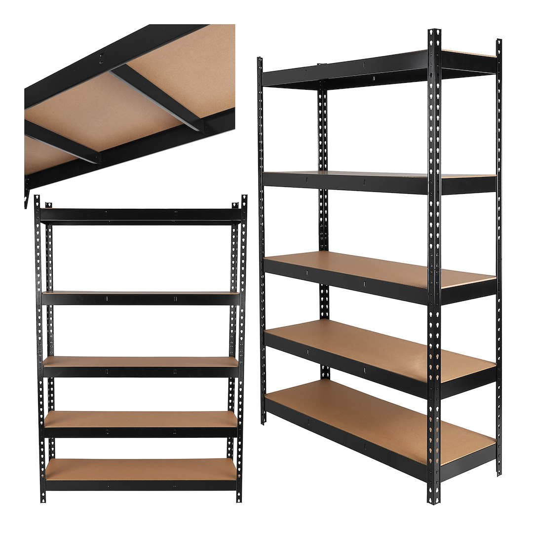 Regał magazynowy czarny 180x40x120cm 280kg wzmocniony (1)